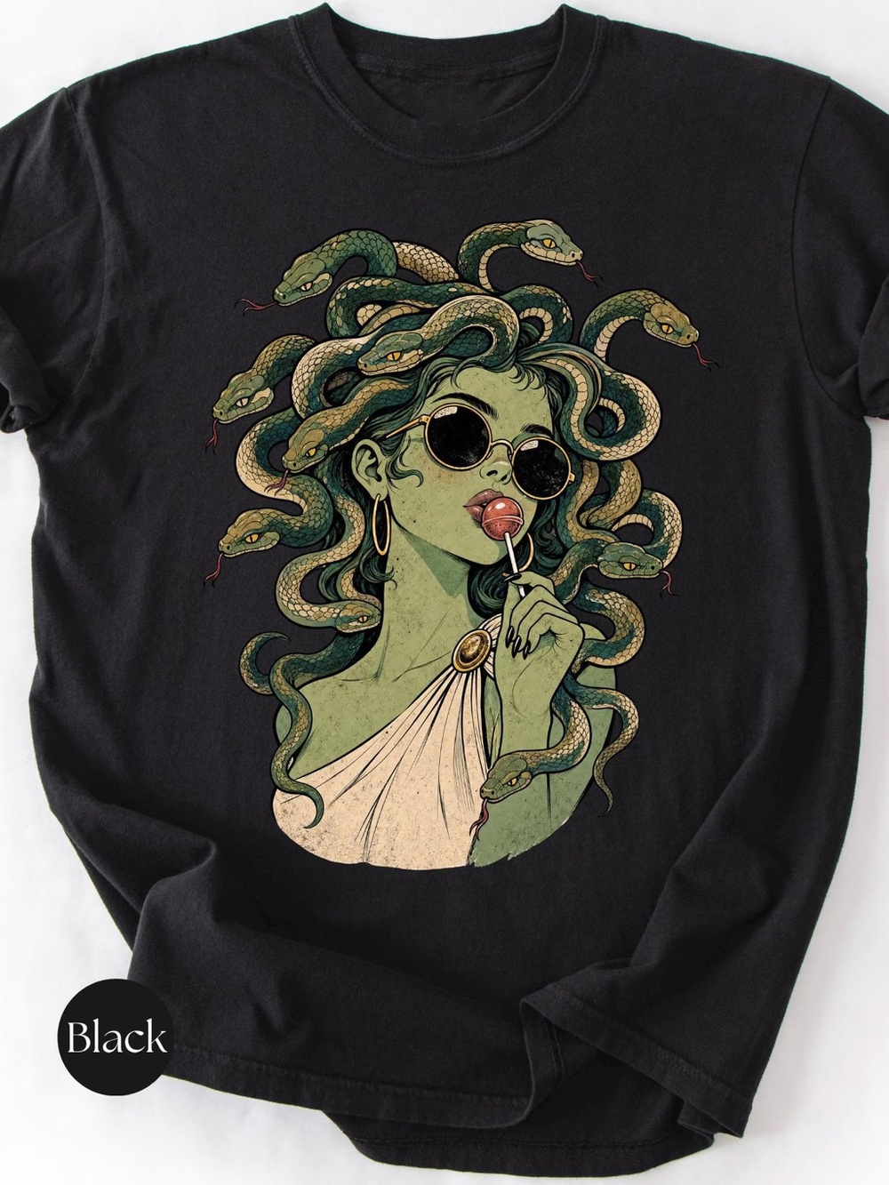 Medusa Graphic Tee - Women Hair - Unisex Black